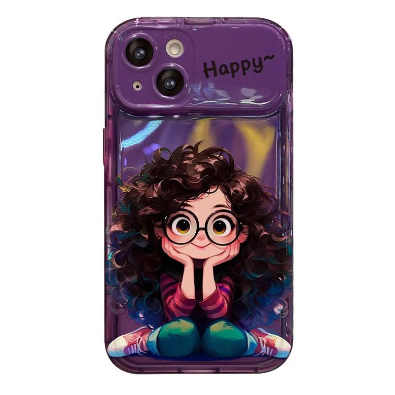Cute Geek Girl Mirror Case with Charm for iPhone