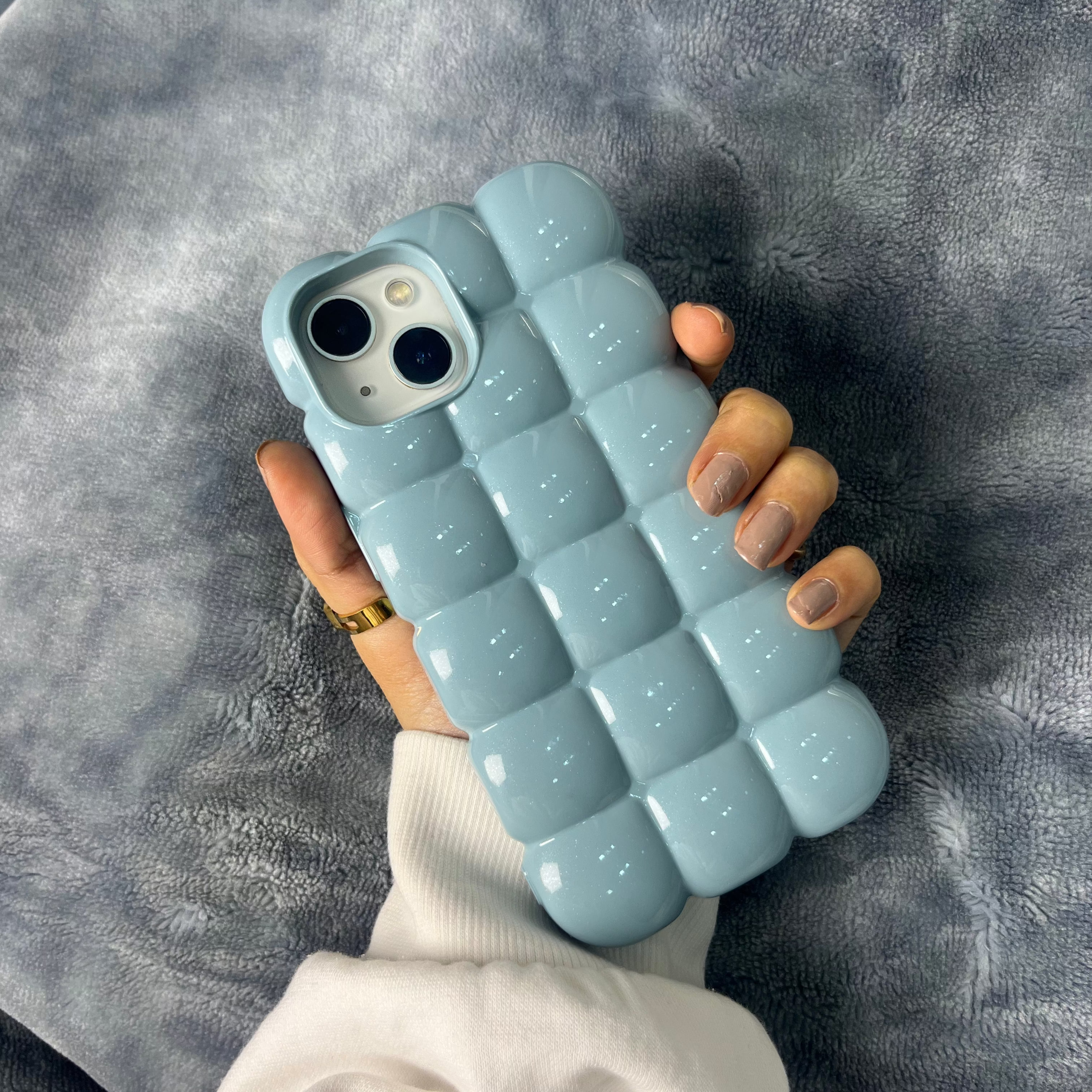 Sea Green Bubble Marshmallow Puffer Cases for iPhone