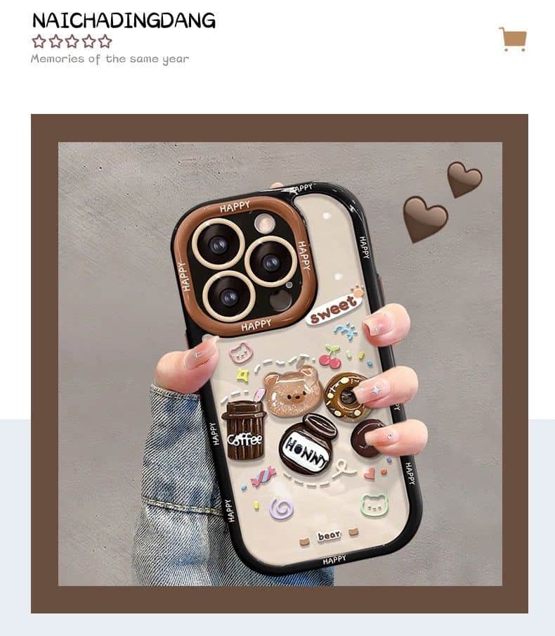 Cute Sweet 3D Brown Coffee Cases with Charm available for iPhone