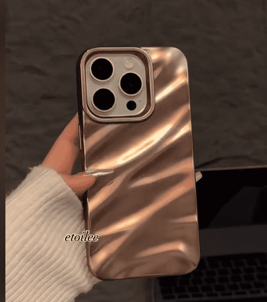 Aesthetic Wavy Designer Silicon Case for iPhone - Dessert Titanium