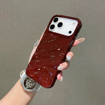 Cherry Wine Aesthetic Wavy Designer Shimmery Case for iPhone