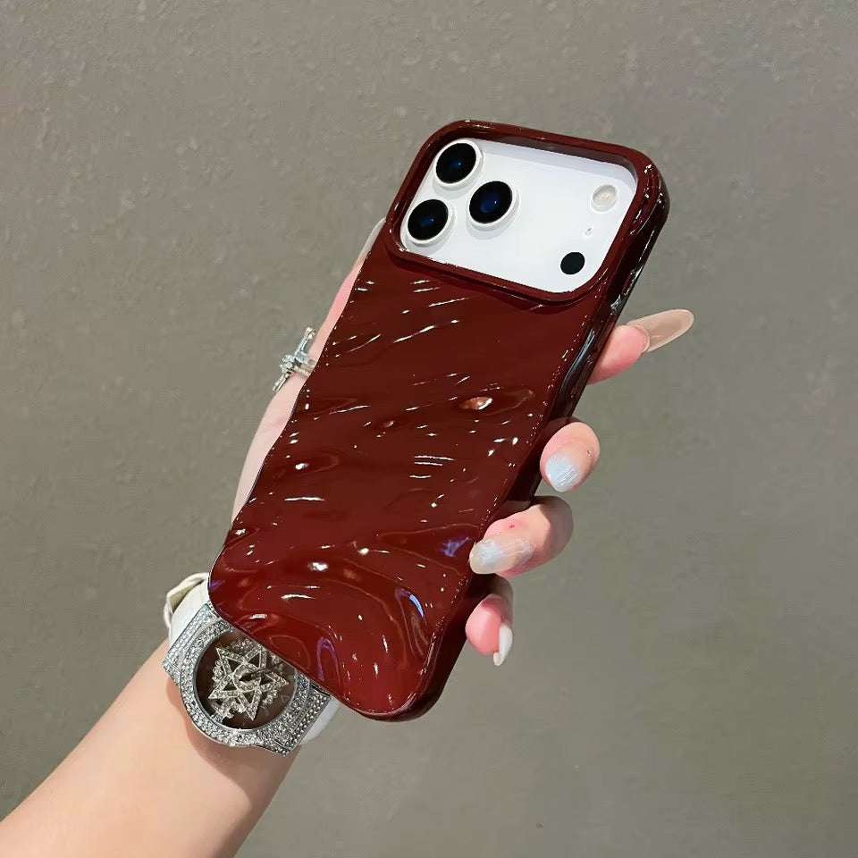 Cherry Wine Aesthetic Wavy Designer Shimmery Case for iPhone