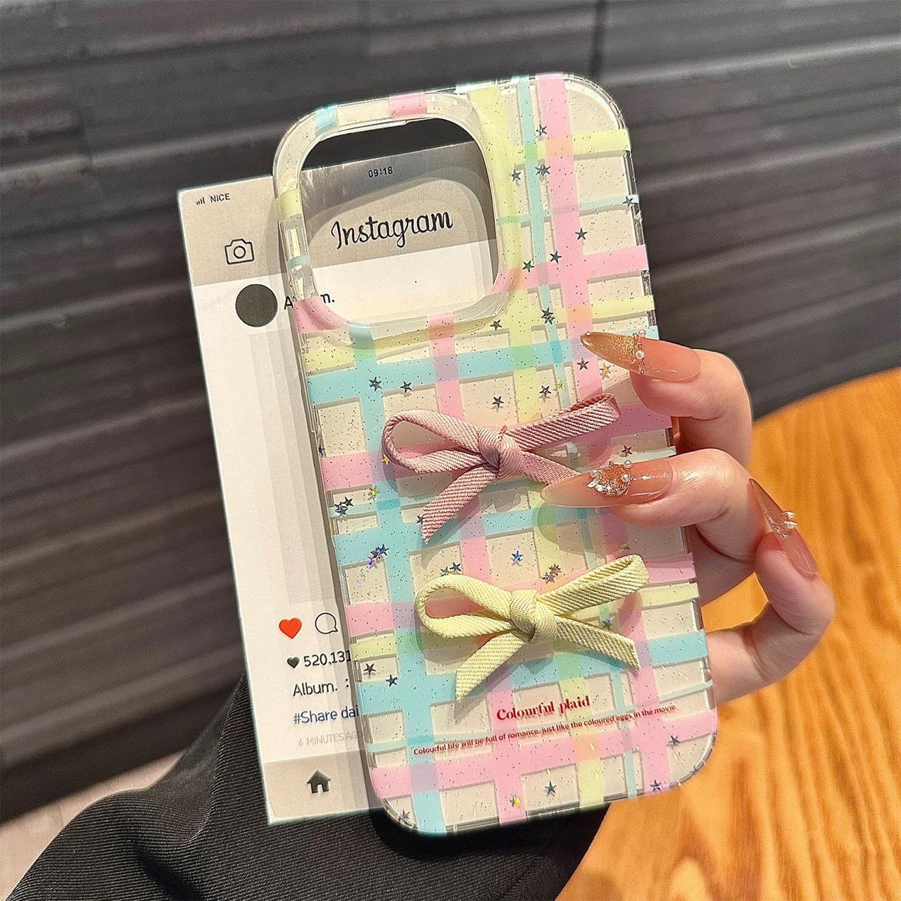 Pastel Plaid & Bows Case for iPhone