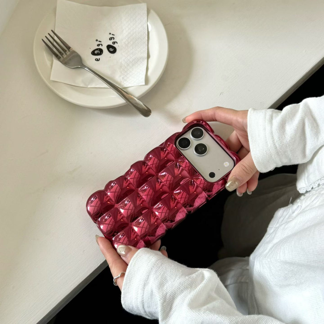 Burgandy Rose Glow Puffer Case for iPhone
