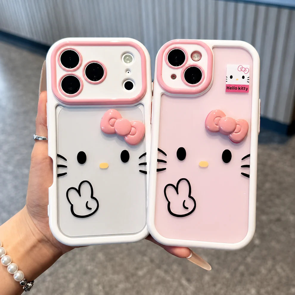 Cute Blushing Kitty Cartoon Transparent Case for iPhone
