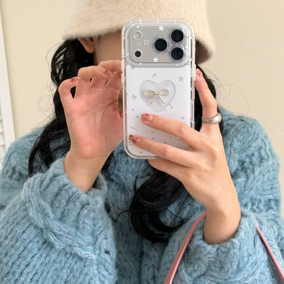 Starlight Heart Bow Aesthetic Case for iPhone