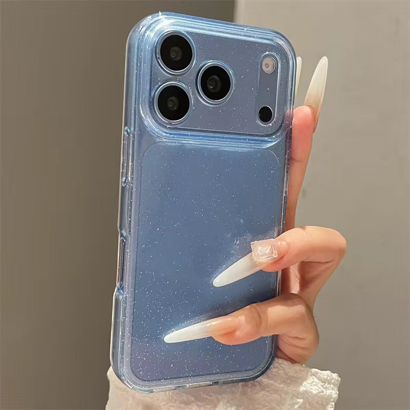Camera Protection Transparent Glacier Blue Shimmery Cases for iPhone