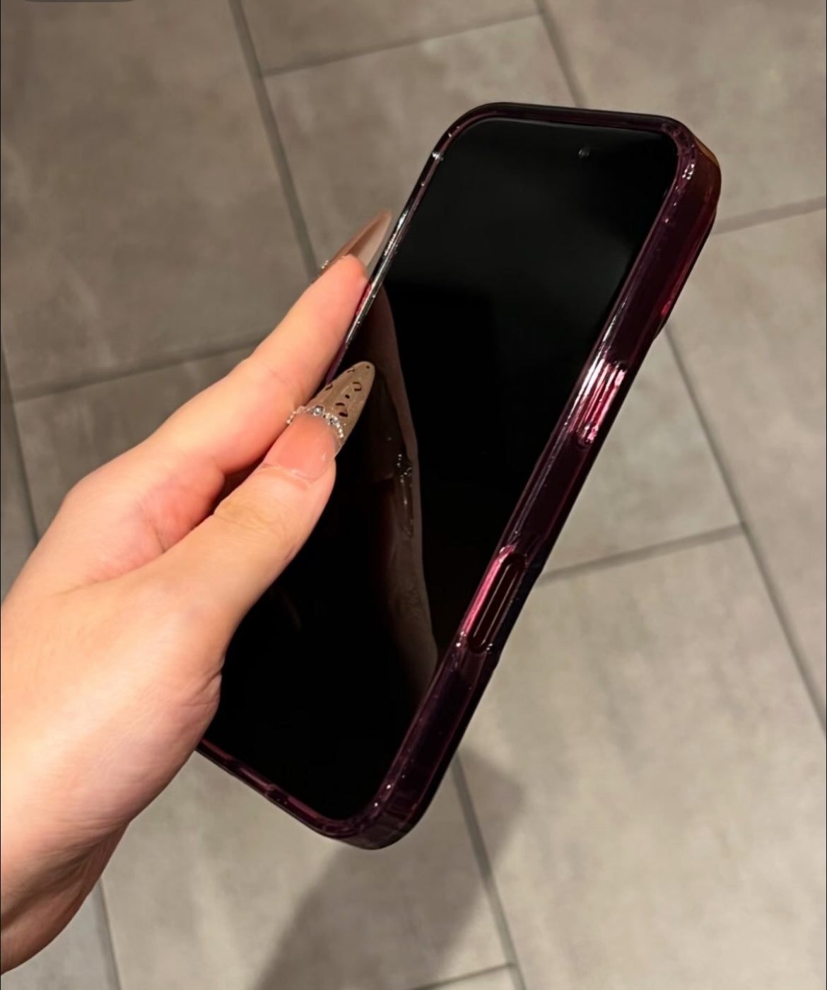 Shimmer Burgundy Transparent Bling Phone Case for iPhone
