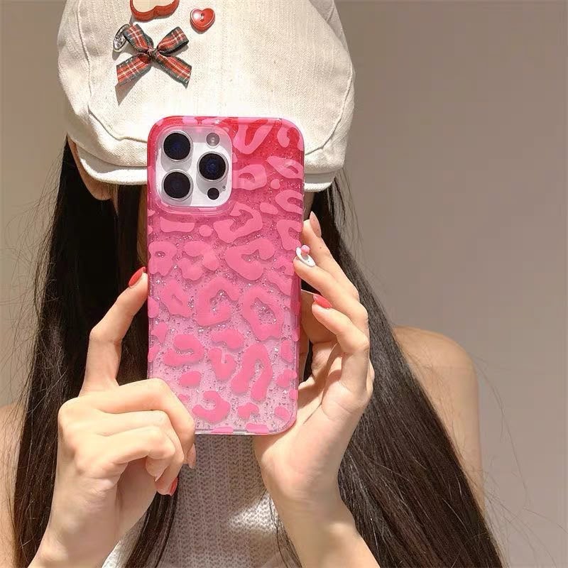 Blush Pink Leopard Glitter Case for iPhone