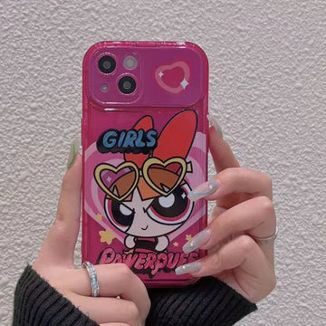 Pink Powerpuff Mirror Case with Charm for iPhone