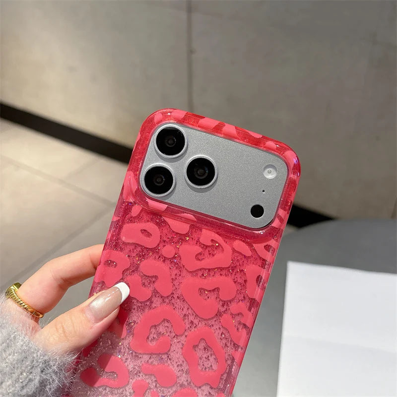 Blush Pink Leopard Glitter Case for iPhone