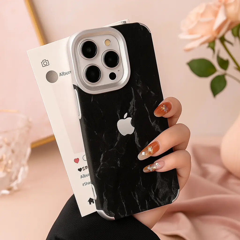 Black Silky Snowy Mountain Velvet theme case for iPhone