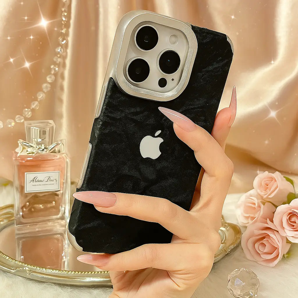 Black Silky Snowy Mountain Velvet theme case for iPhone