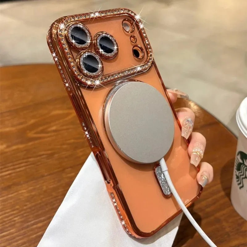 Signature Orange Diamond Studded MagSafe Case for iPhone