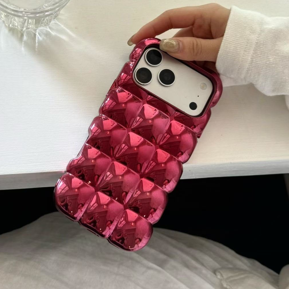 Burgandy Rose Glow Puffer Case for iPhone
