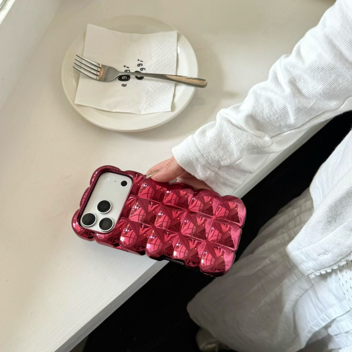 Burgandy Rose Glow Puffer Case for iPhone