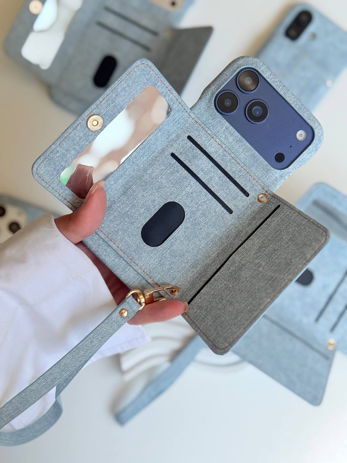 Denim Luxe Wallet Cases for iPhone