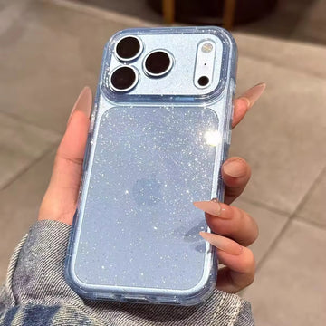 Camera Protection Transparent Glacier Blue Shimmery Cases for iPhone