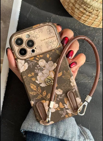 Olive Vintage Bloom Strap Case for iPhone