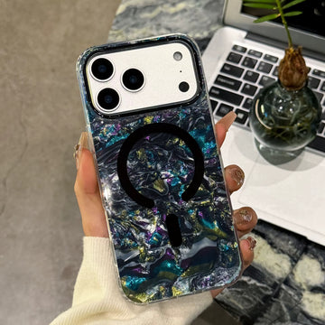 3D Marble Holographic Mag Safe Case for iPhone - Black