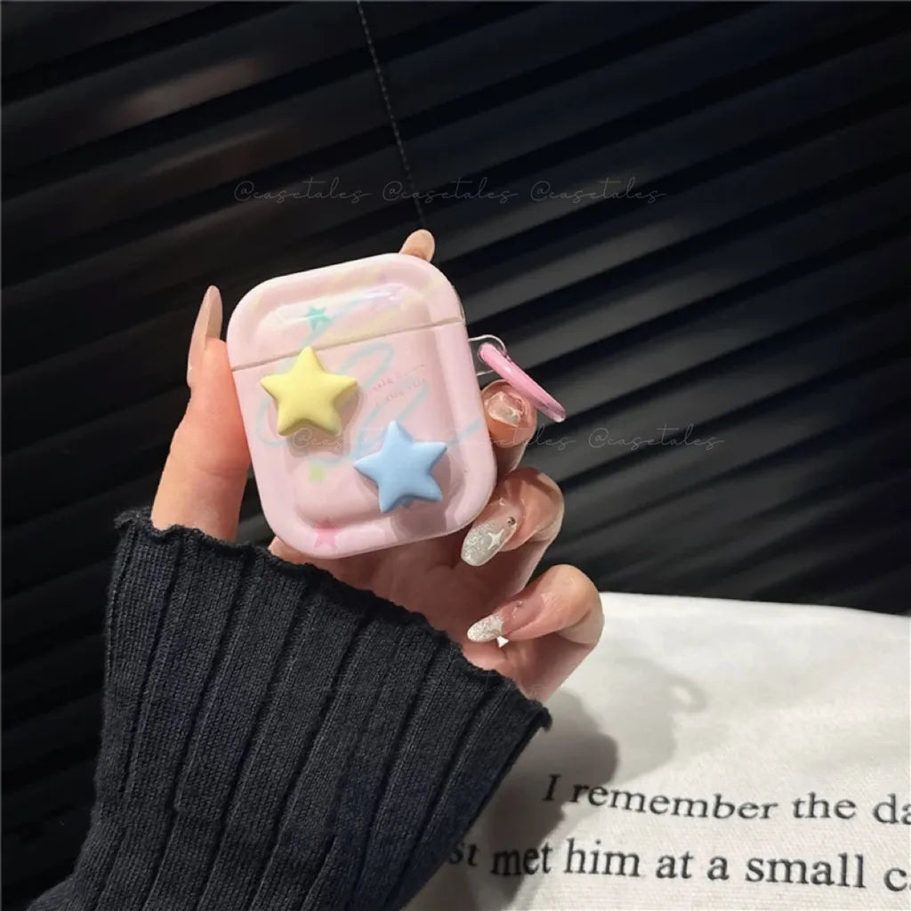 Cute Little Stars Airpod Cases with Pink Hook (Airpods Pro / Pro 2 )