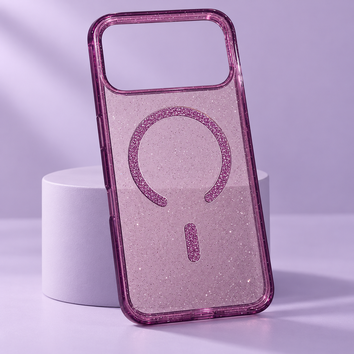 Mag Safe Shimmer Burgundy Transparent Bling Phone Case for iPhone