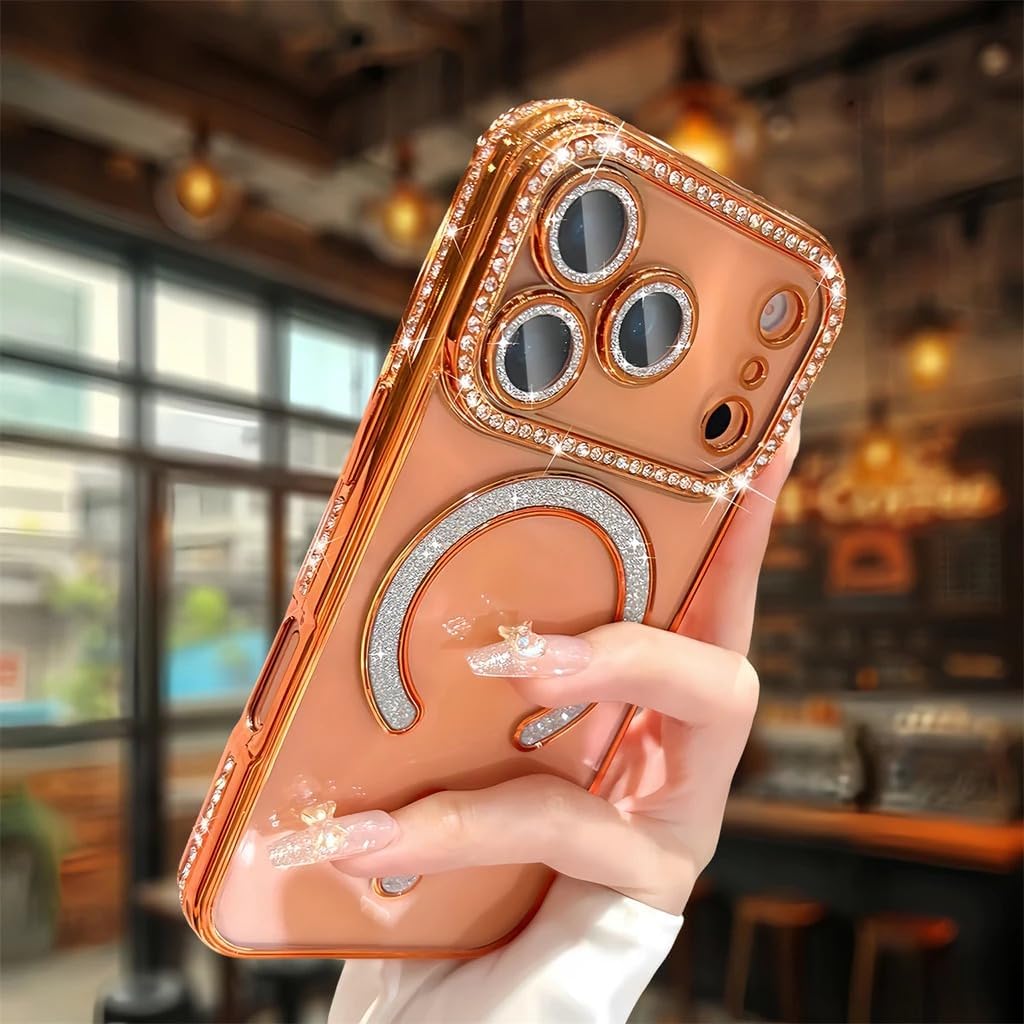Signature Orange Diamond Studded MagSafe Case for iPhone