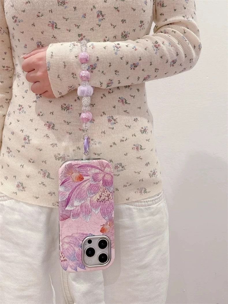 Aesthetic Floral cases with Charms for iPhone