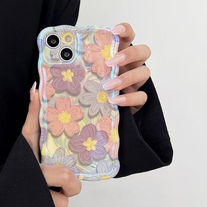 Floral Pastel Wavy Holographic Cases for iPhone