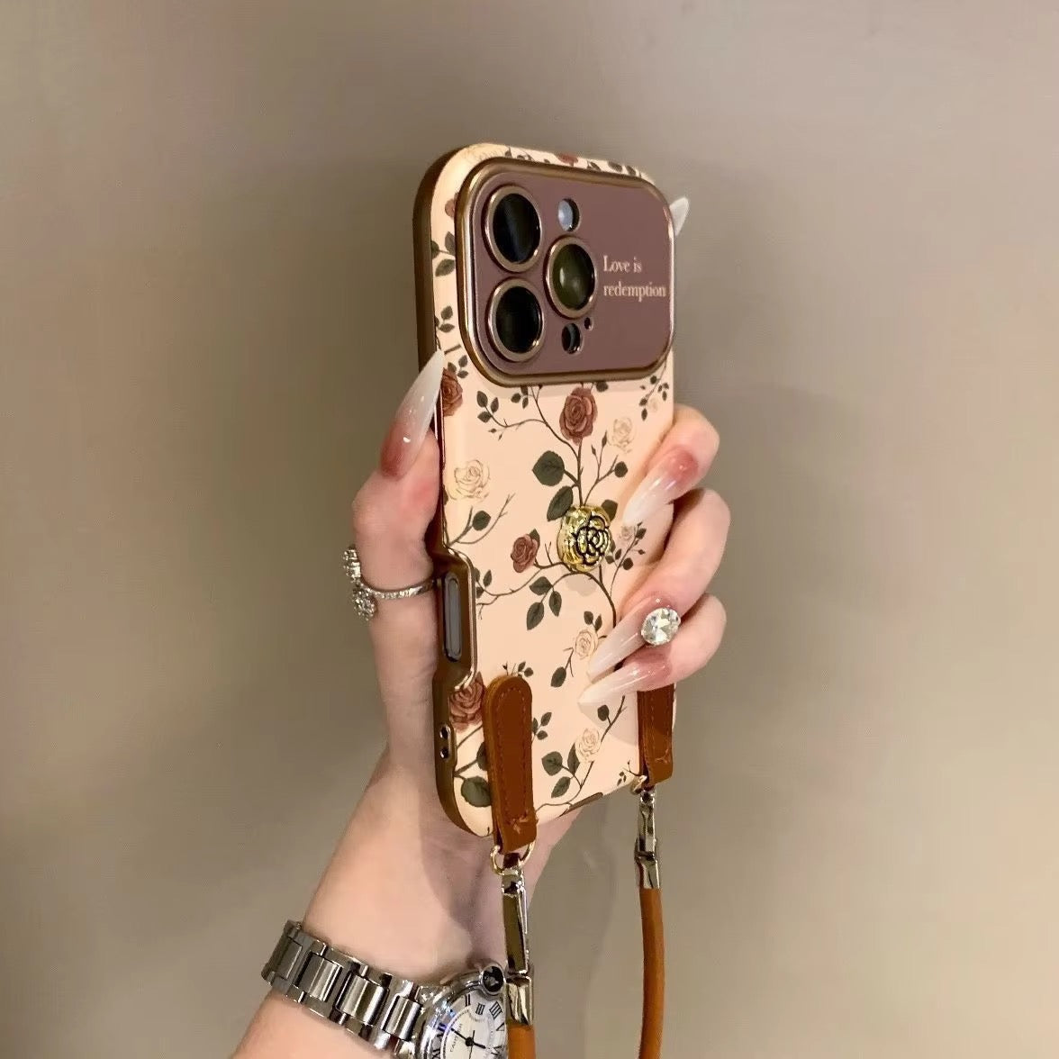 Mocha Muse Wristlet Charm Case for iPhone