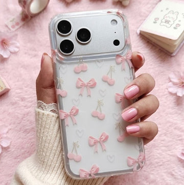 Sweet Cherry Ribbon Clear Case for iPhone