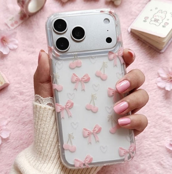 Sweet Cherry Ribbon Clear Case for iPhone