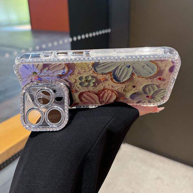 Diamond Classy Floral Cases with Charms for iPhone