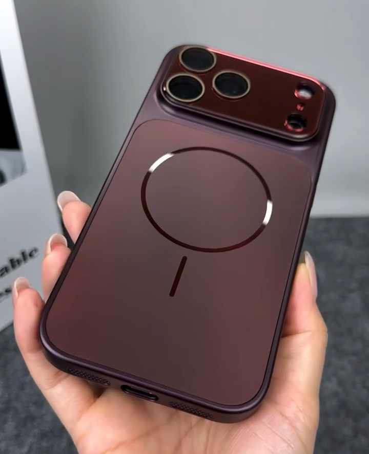 Cherry Wine Luxe MagSafe Case with Camera lens for iPhone