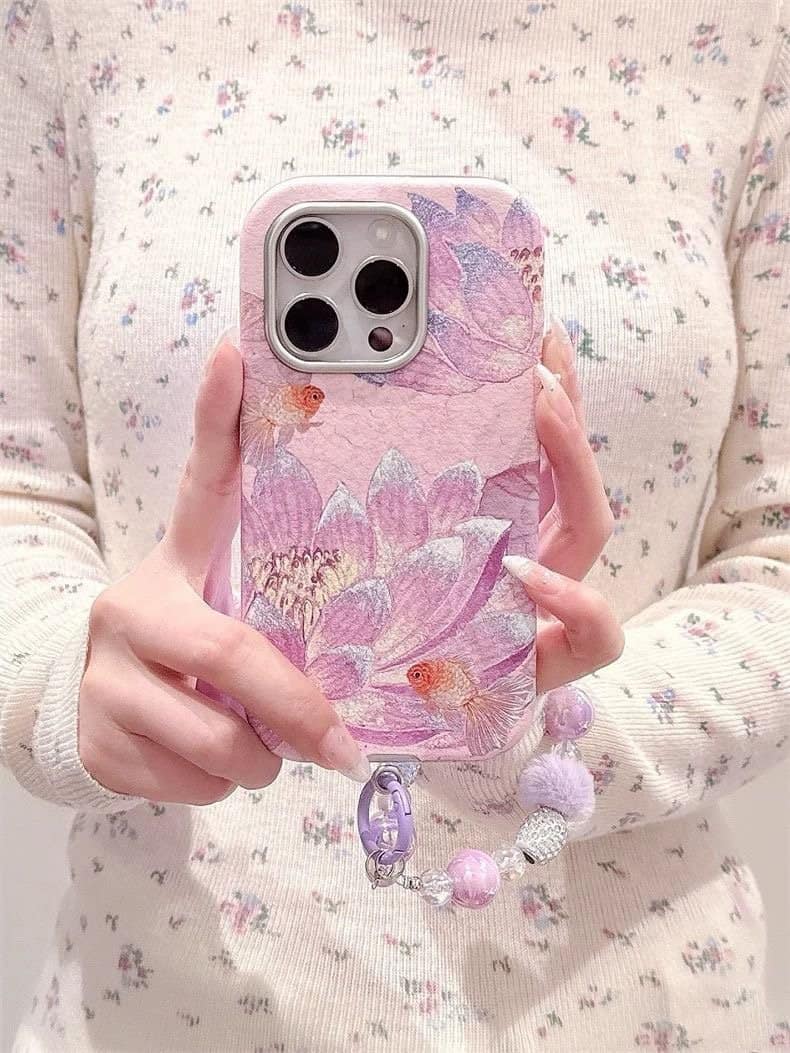 Aesthetic Floral cases with Charms for iPhone