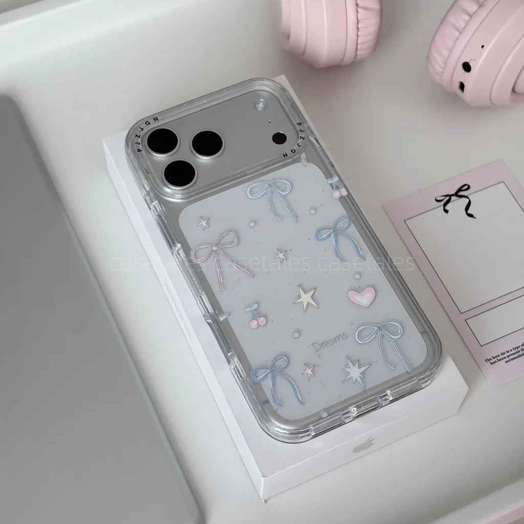 Pastel Dreamy Ribbon Bows & Hearts Clear Case for iPhone