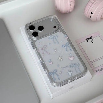 Pastel Dreamy Ribbon Bows & Hearts Clear Case for iPhone