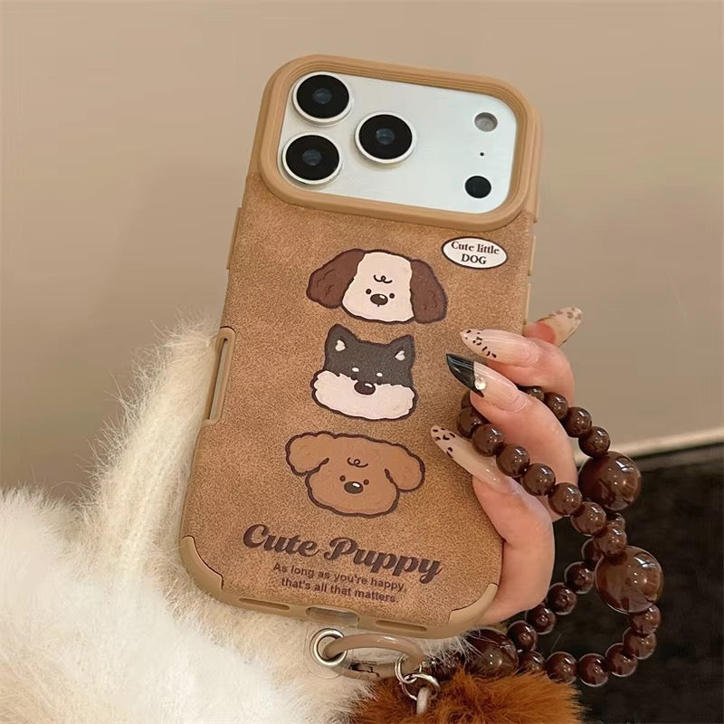 Puppy Trio Case with Pom Pom Charm for iPhone
