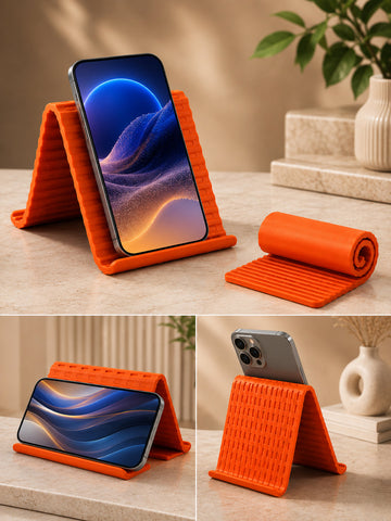 Premium Orange/Black Anti-Slip Folding Phone And Tablet Stand