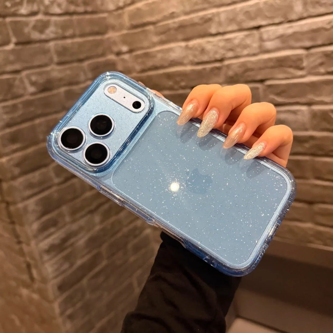 Camera Protection Transparent Glacier Blue Shimmery Cases for iPhone