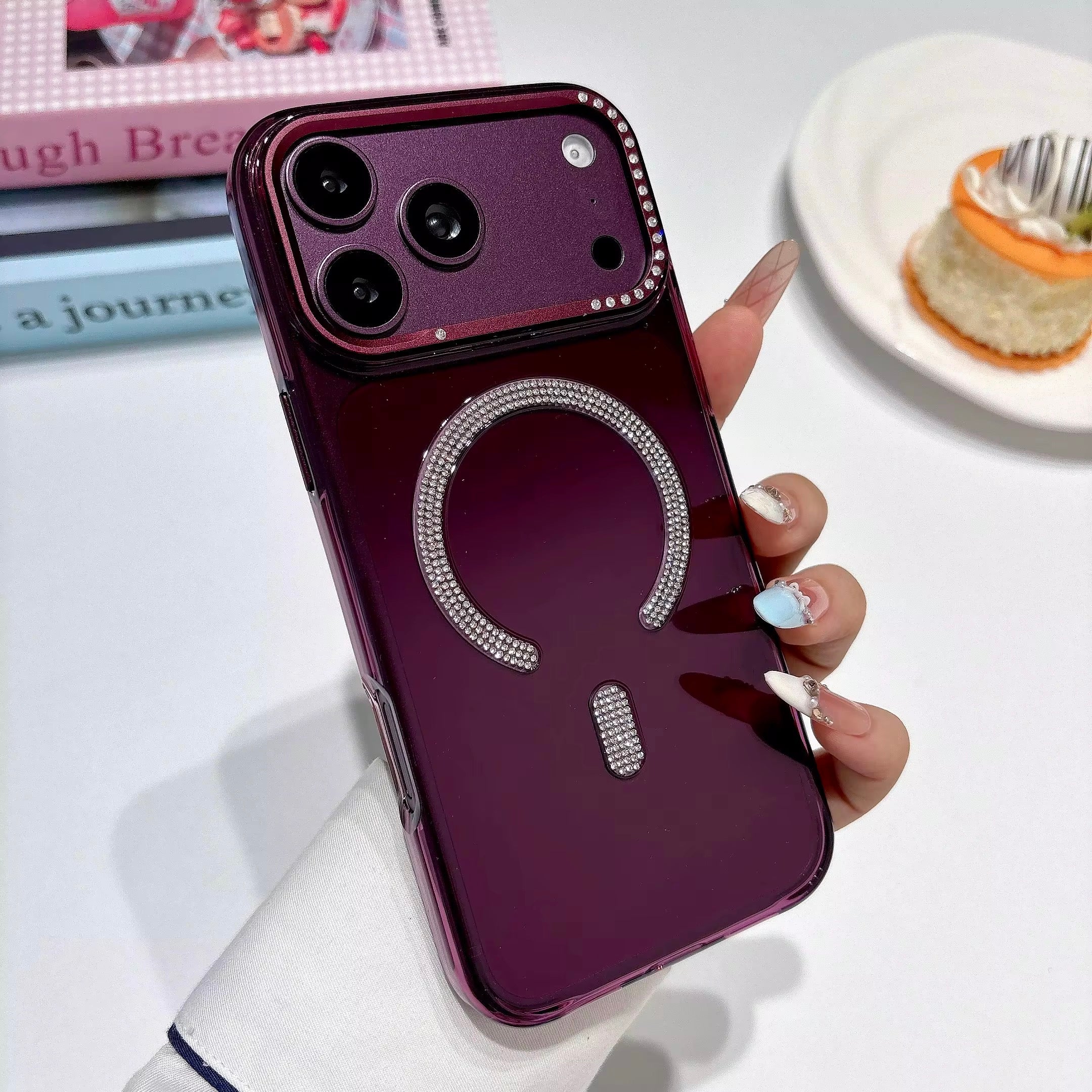 Crystal Diamond Magsafe Burgundy Non Yellow Case for iPhone – PoshPeople