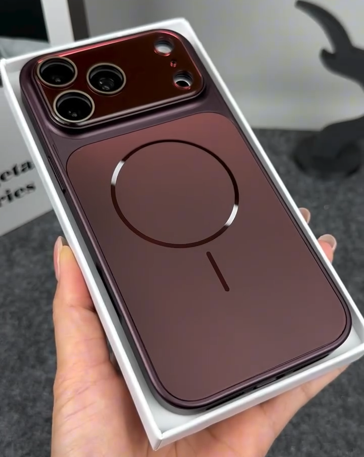 Cherry Wine Luxe MagSafe Case with Camera lens for iPhone
