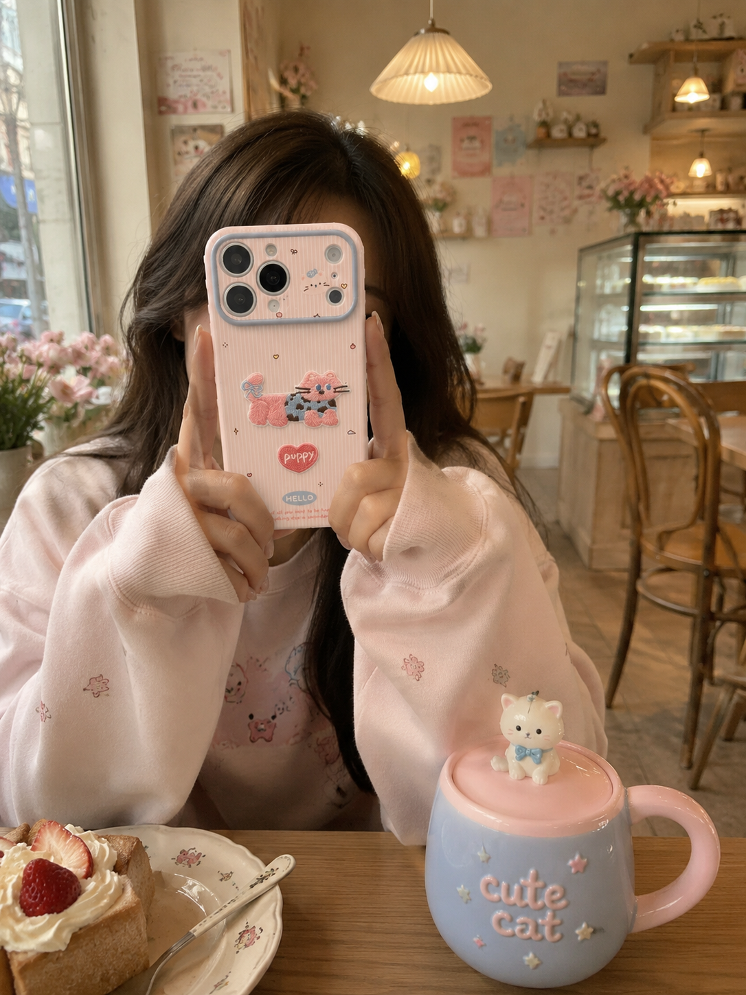 Pink Puppy Blush Aesthetic Case for iPhone