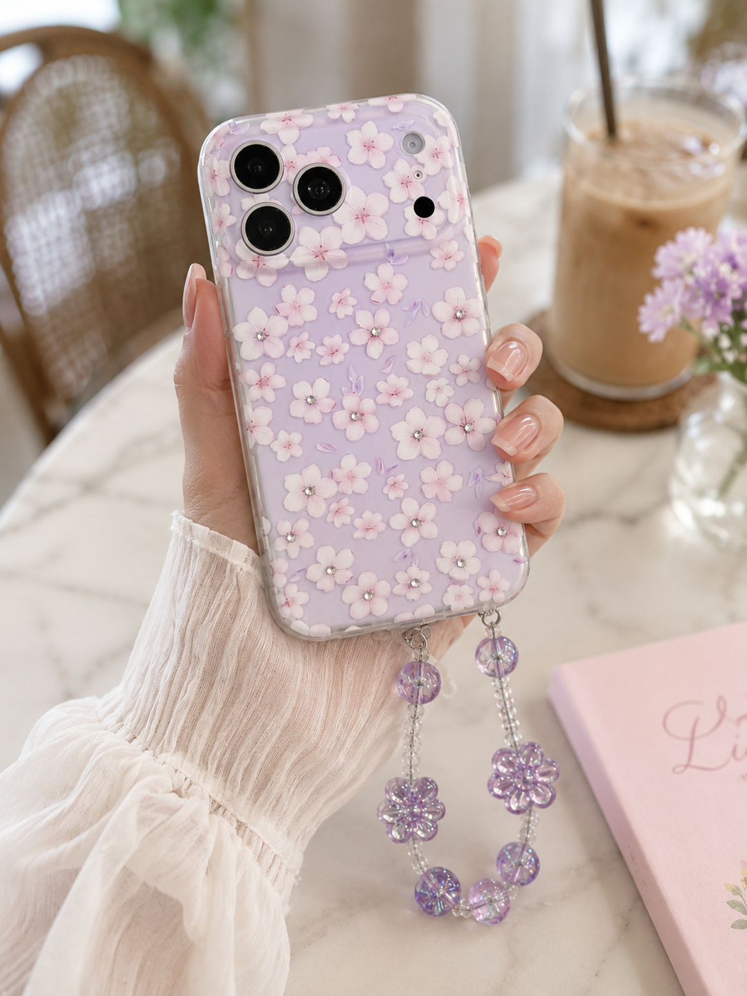 Lavender Bloom Case with Charm for iPhone