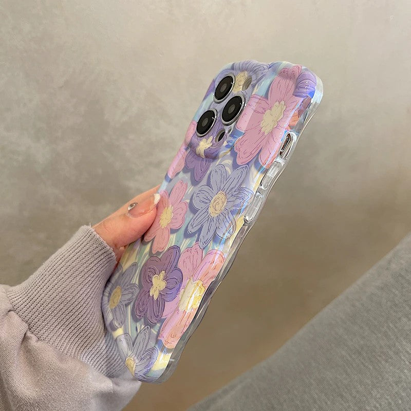 Floral Pastel Wavy Holographic Cases for iPhone