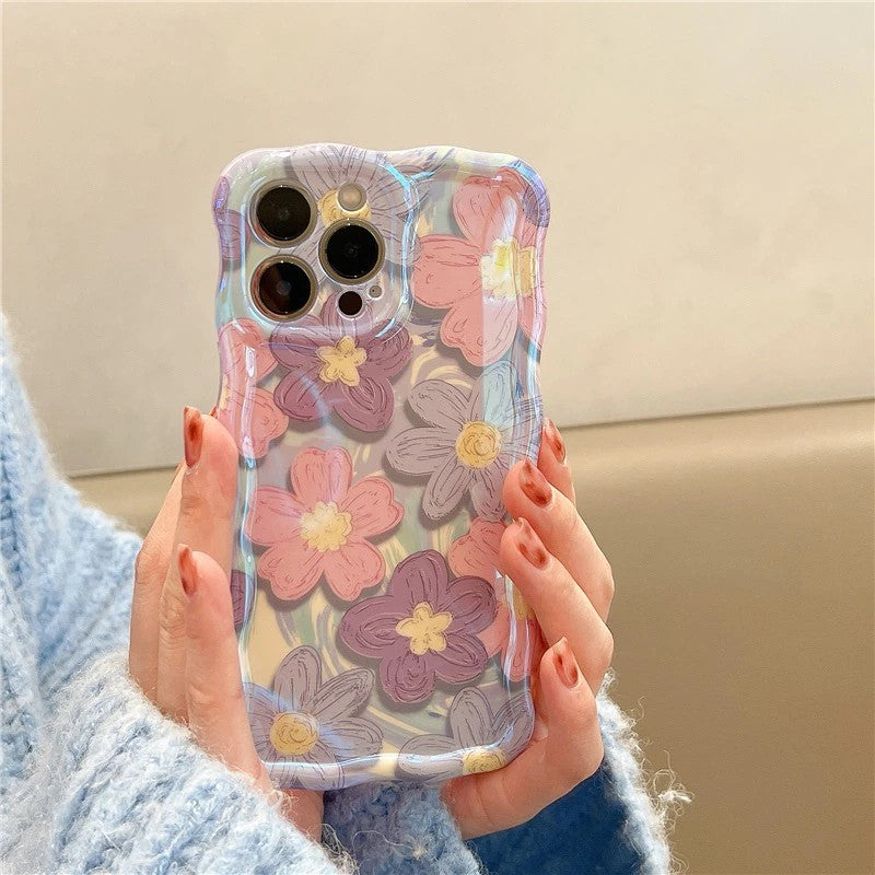 Floral Pastel Wavy Holographic Cases for iPhone