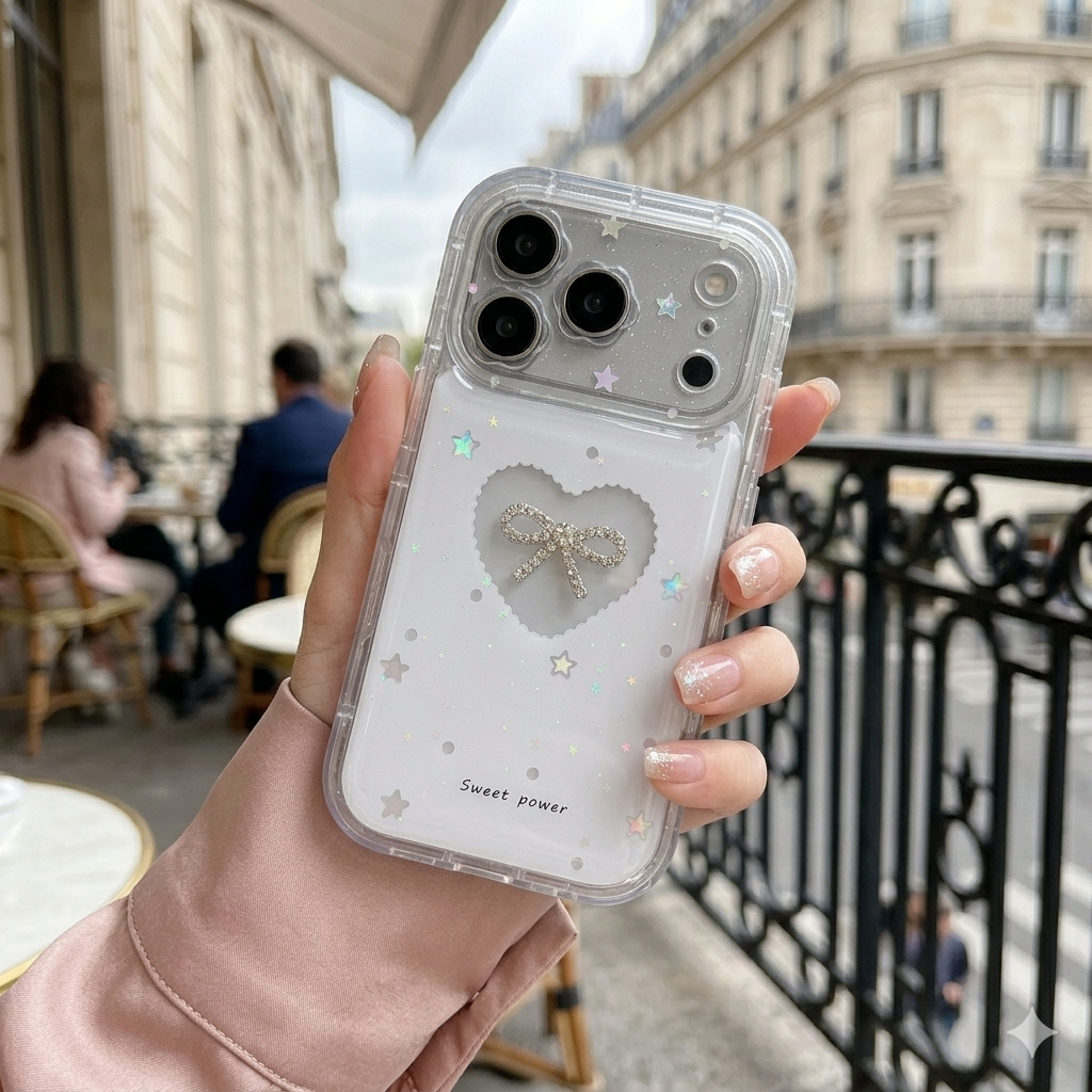 Starlight Heart Bow Aesthetic Case for iPhone