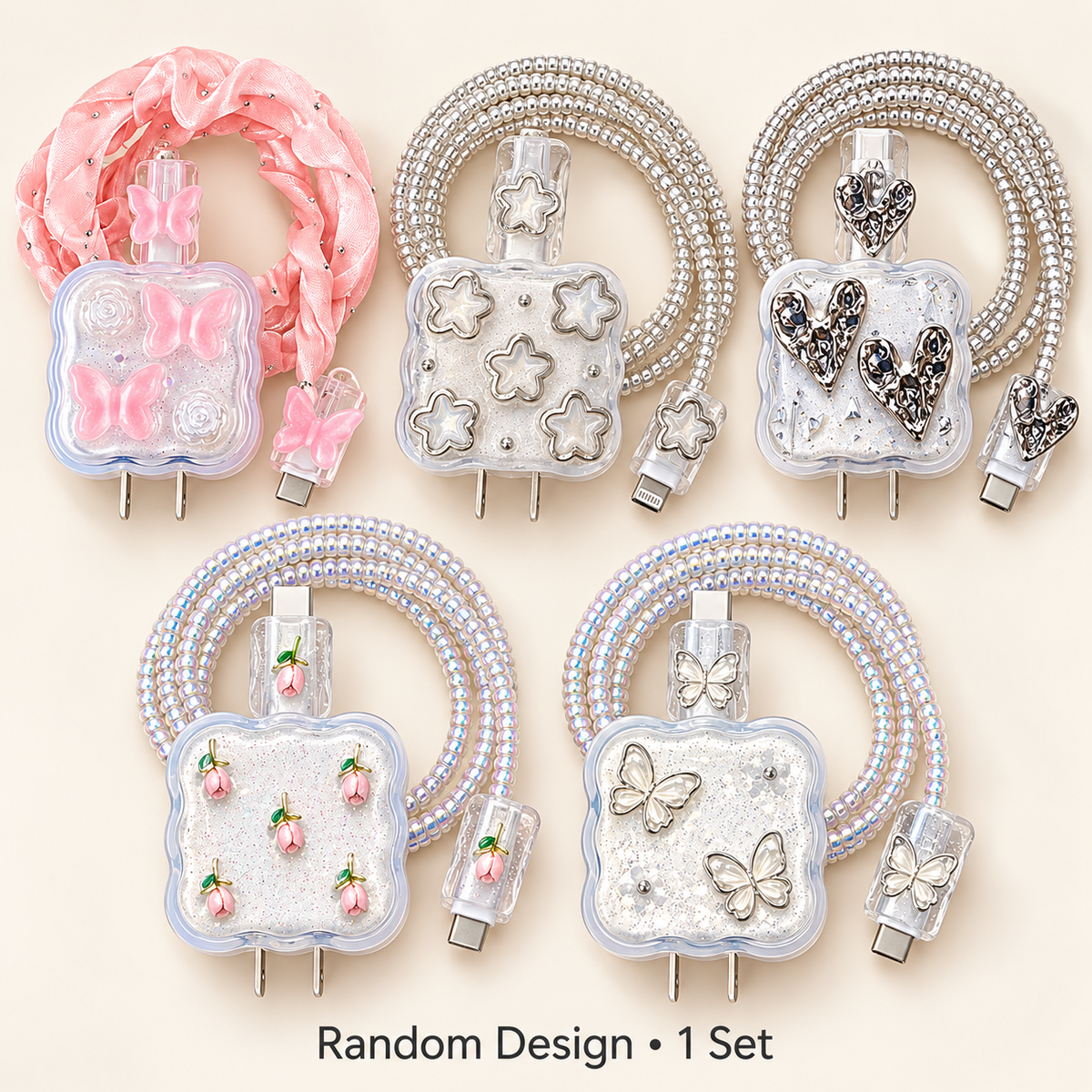 3d Designer Charger Protector Set for iPhone ( Random Design - 1 Set )
