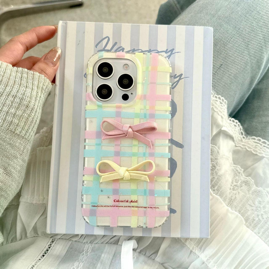 Pastel Plaid & Bows Case for iPhone