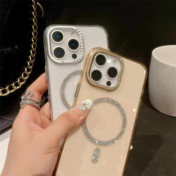 Crystal Diamond Magsafe Desert Titanium Non Yellow Case for iPhone